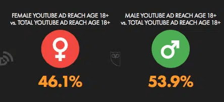 Youtubeのユーザー割合は54％が男性